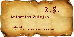 Krisztics Zulejka névjegykártya